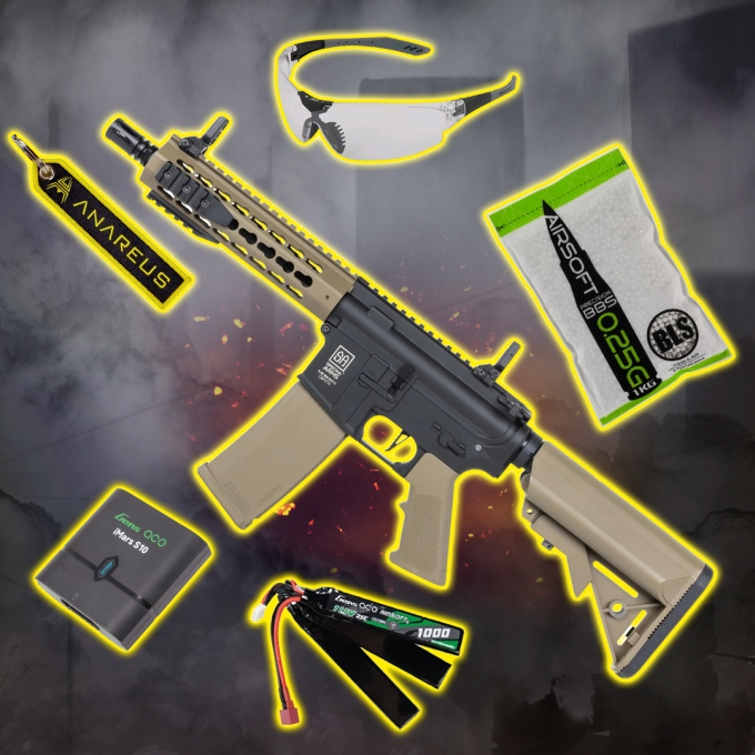 STARTER PACK set SA M4 CQB Keymod Gen2 (SA-C08 CORE™ HAL ETU™) - Half-Tan