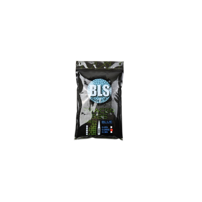 BLS airsoftové nasvětlovací kuličky TRACER 0,25g, 4000 BBs – Modrá