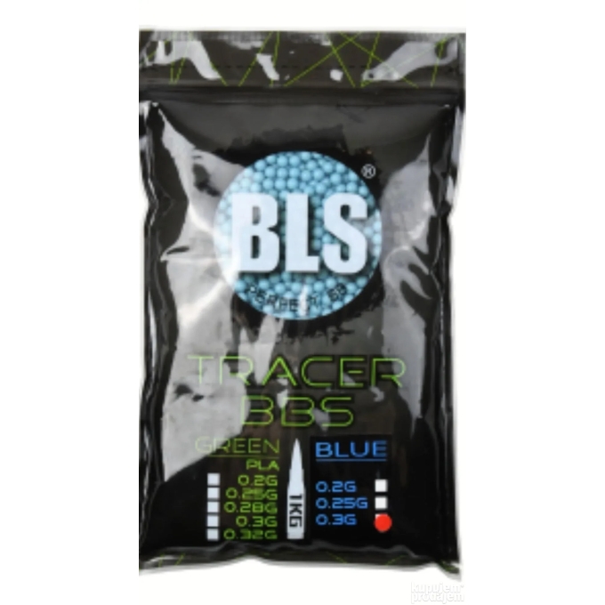 BLS TRACER Airsoft Pellets 0.30g, 3300 BBs (Bag) – Blue