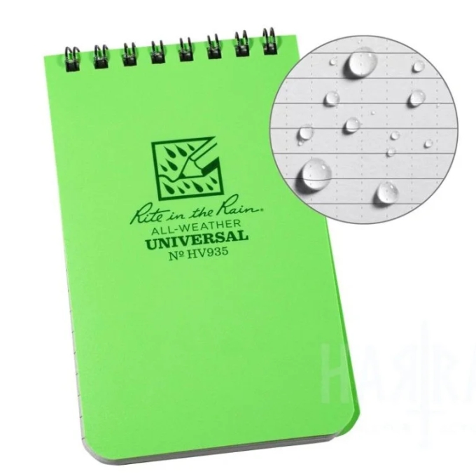 Rite in the Rain All-Weather Top Spiral Notebook 3 × 5″ – Hi-Visibility
