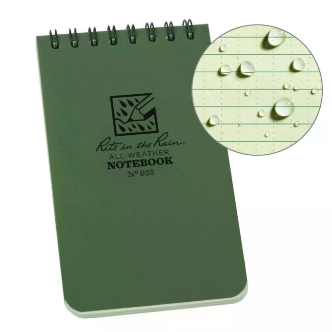 RITE vodeodolný zápisník POCKET NOTEBOOK (76×133 mm) – Zelená |ANAREUS
