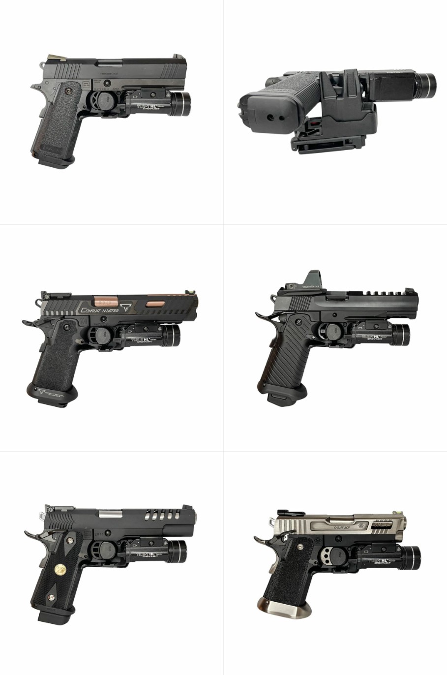 Ukázka různých modelů Hi-Capa v holsteru