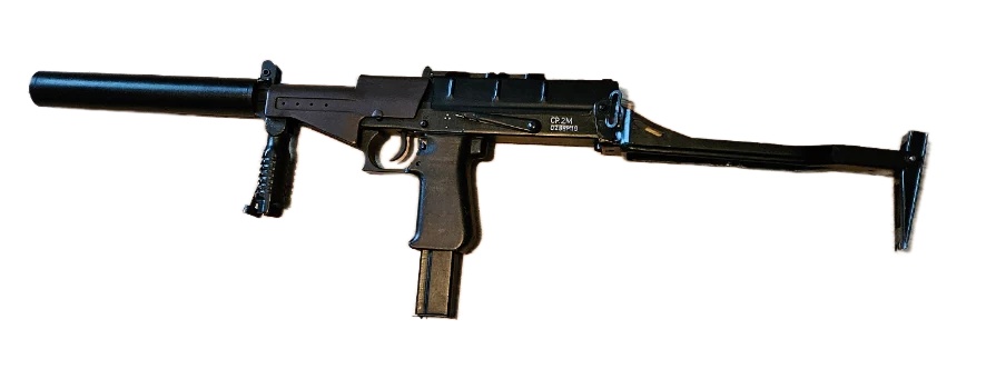 Ukázka tlumiče SR2M Type A na zbrani Lambda Defence SR2M GBB