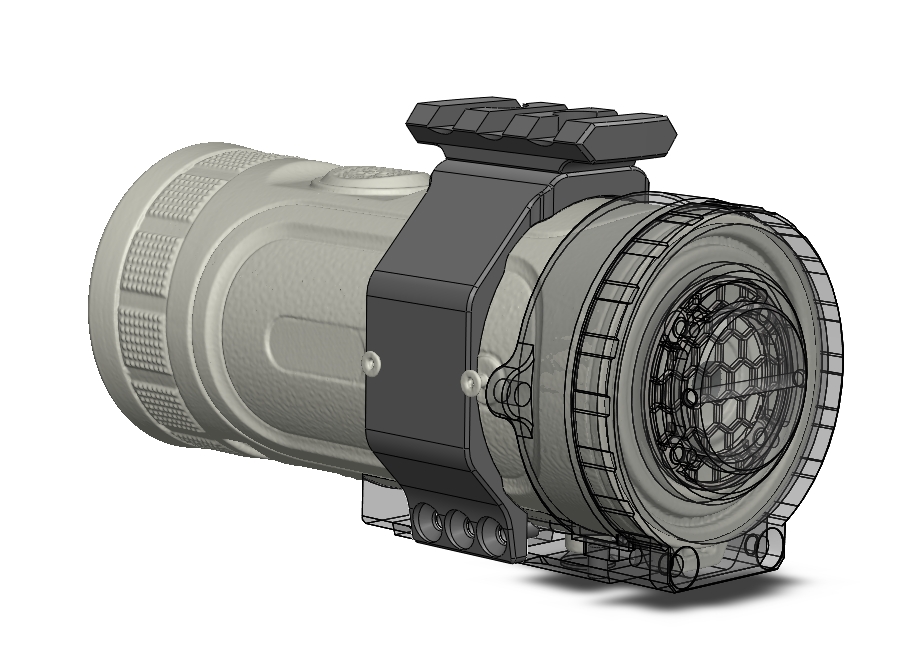 RIS rail for mounting a red dot above a thermal monocular