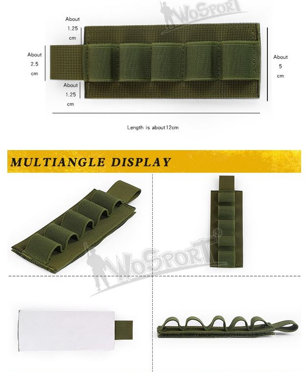 VELCRO holder for 5 shotgun shells WoSporT in black color