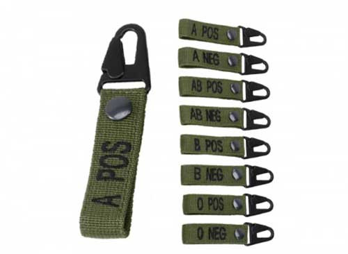 NONAME ID. Krevní skupiny s karabinou B NEG Zelená