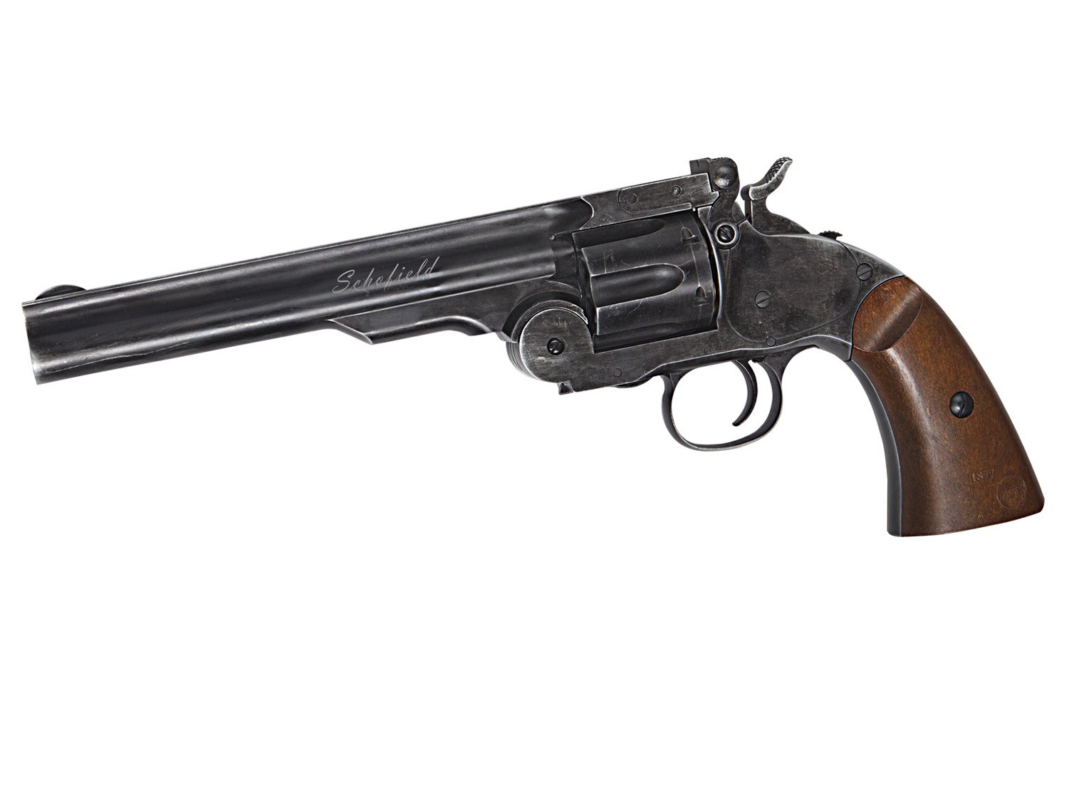 ASG plynový revolver Schofield 6" - Černá / imitace dřeva