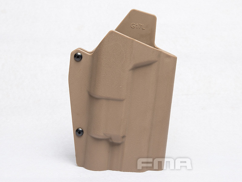 Levně FMA Opaskové plastové pouzdro - holster pro Glock se svítilnou, dlouhé, pískové