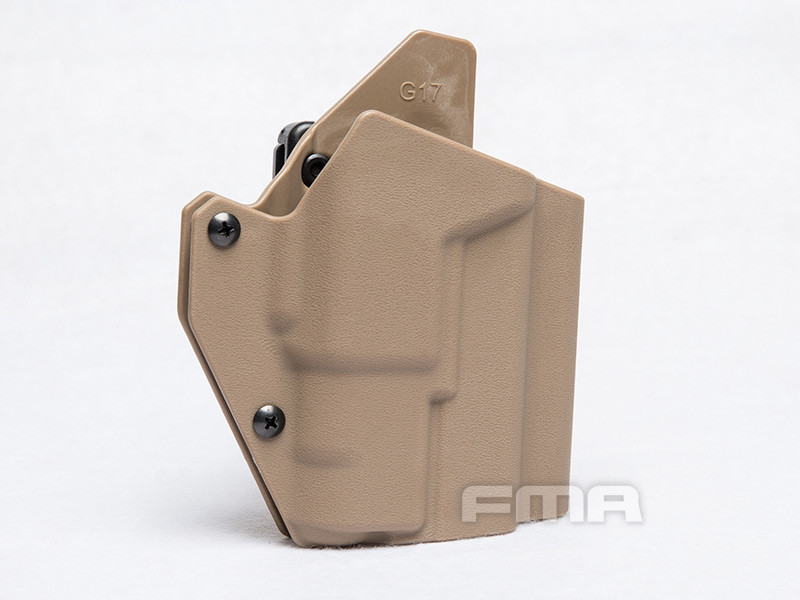 Levně FMA Opaskové plastové pouzdro - holster pro Glock se svítilnou, krátké, pískové