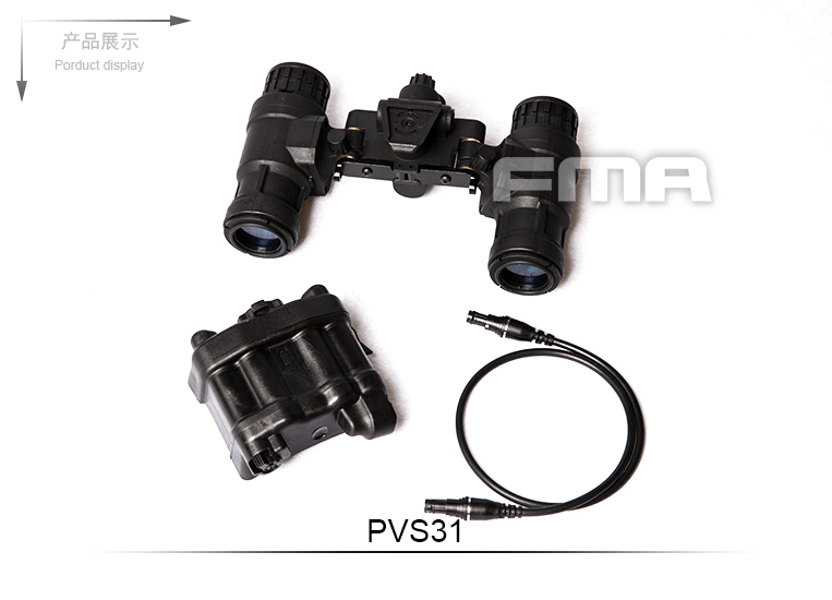 FMA replika nočního vidění PVS-31 Dummy, funkční nasvícení - Černá