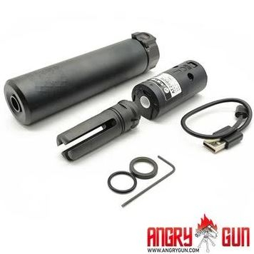 Angry Gun nasvětlovací tlumič QD SOCOM556 s ražením, 14- mm (CCW) - Černá
