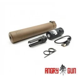 Angry Gun QD SOCOM762 Silencer (Full Markings), 14- mm (CCW) - Tan