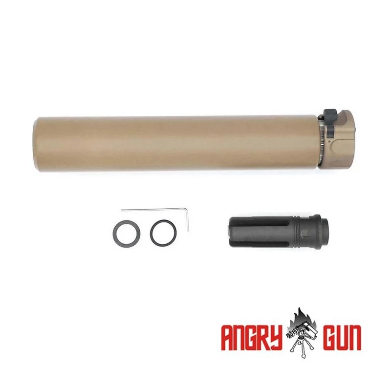 Angry Gun QD SOCOM762 Silencer (Full Markings), 14- mm (CCW) - Tan