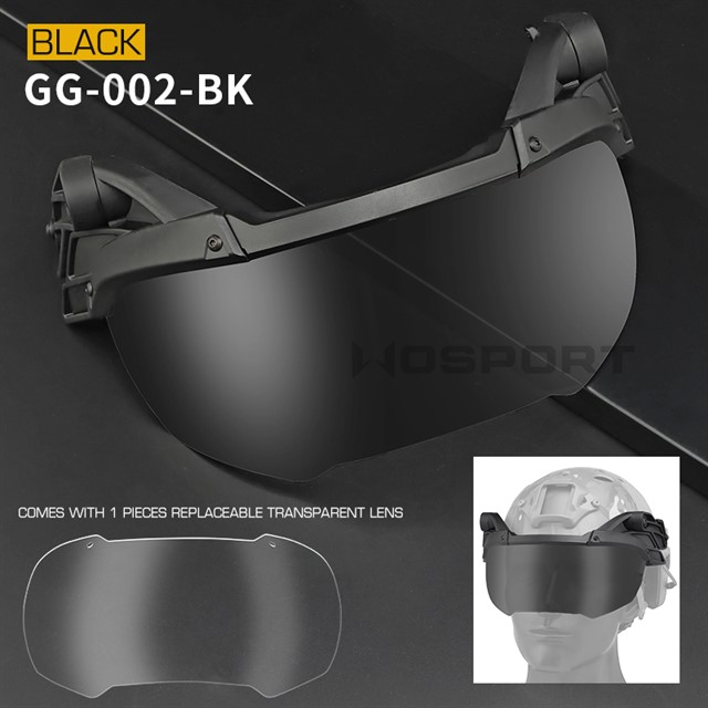 Wosport Brýle ochranné výklopné na helmu - černé