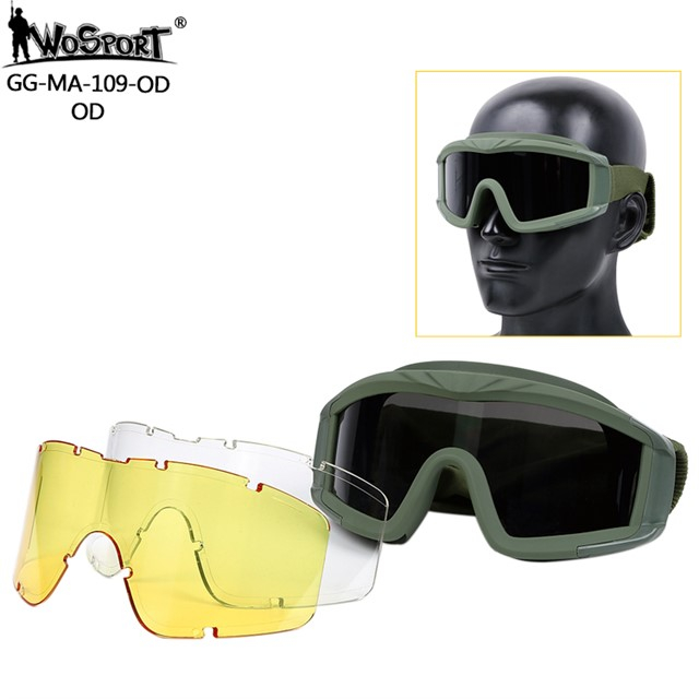 WST ochranné brýle DESERT STORM (3 zorníky) – Zelená