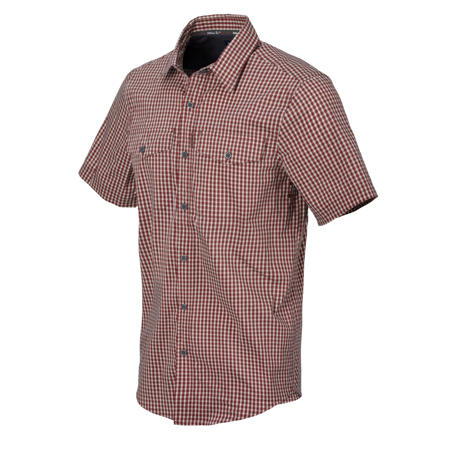 HELIKON košile s krátkým rukávem COVERT Concealed Carry - Dirt Red Checkered