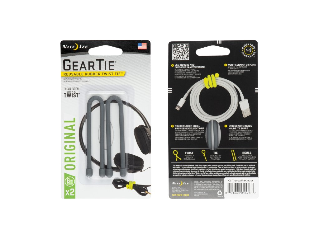 Vázací drát Gear Tie (2ks), šedá CHARCOAL - délka 6"