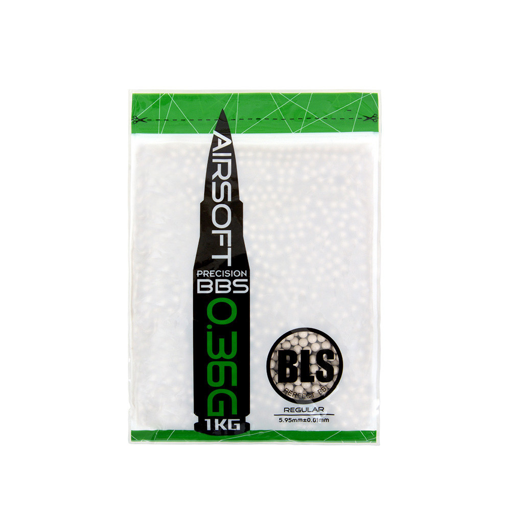 BLS airsoftové kuličky PRECISION UH 0,36g, 2800 BBs (sáček) - Bílá