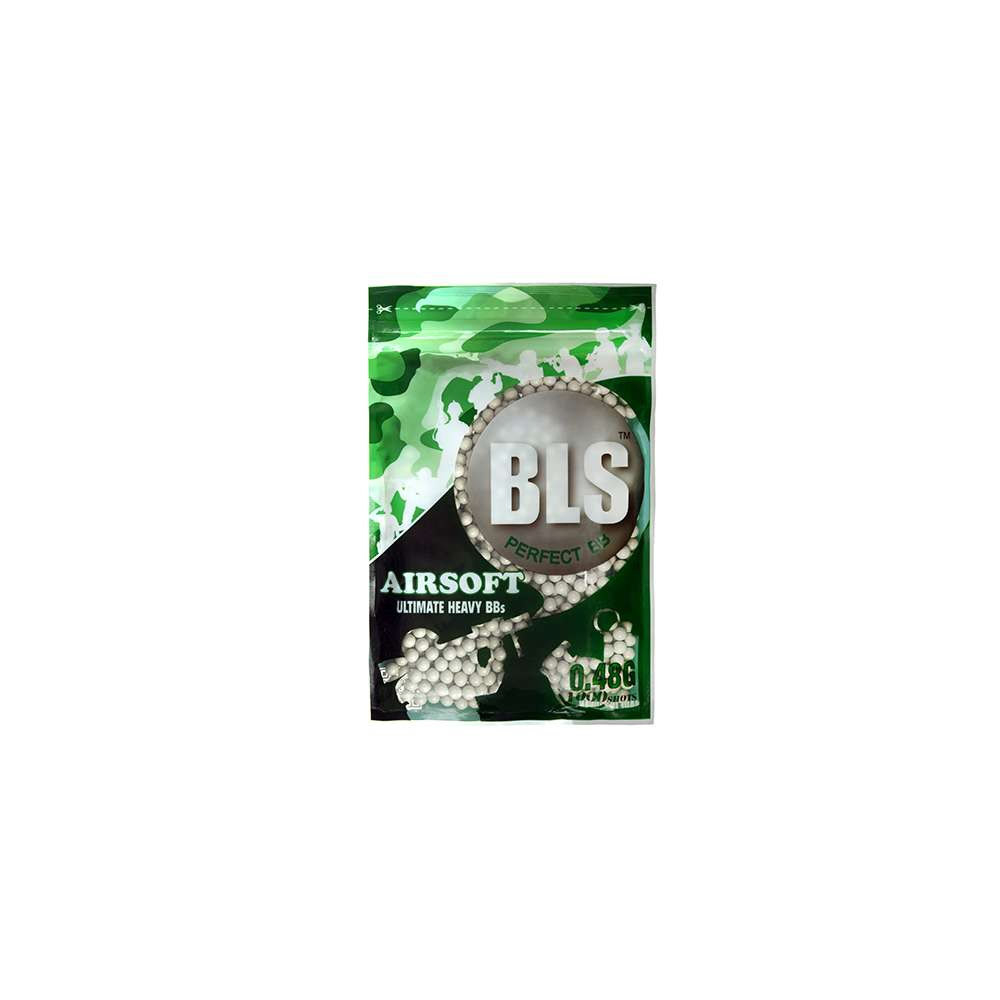 BLS airsoftové kuličky PRECISION UH 0,48g, 1000 BBs (sáček) - Bílá