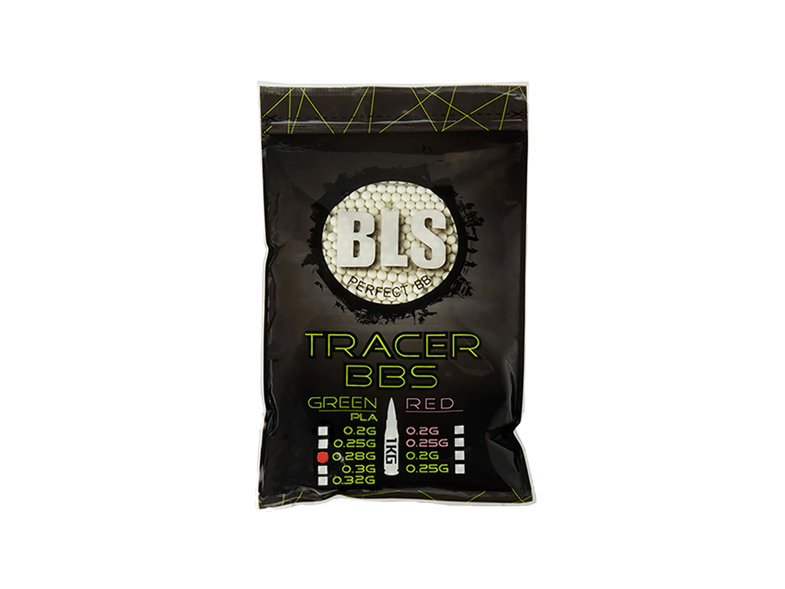 BLS airsoftové nasvětlovací kuličky BIO TRACER 0,28g, 3500 BBs (sáček) - Zelená