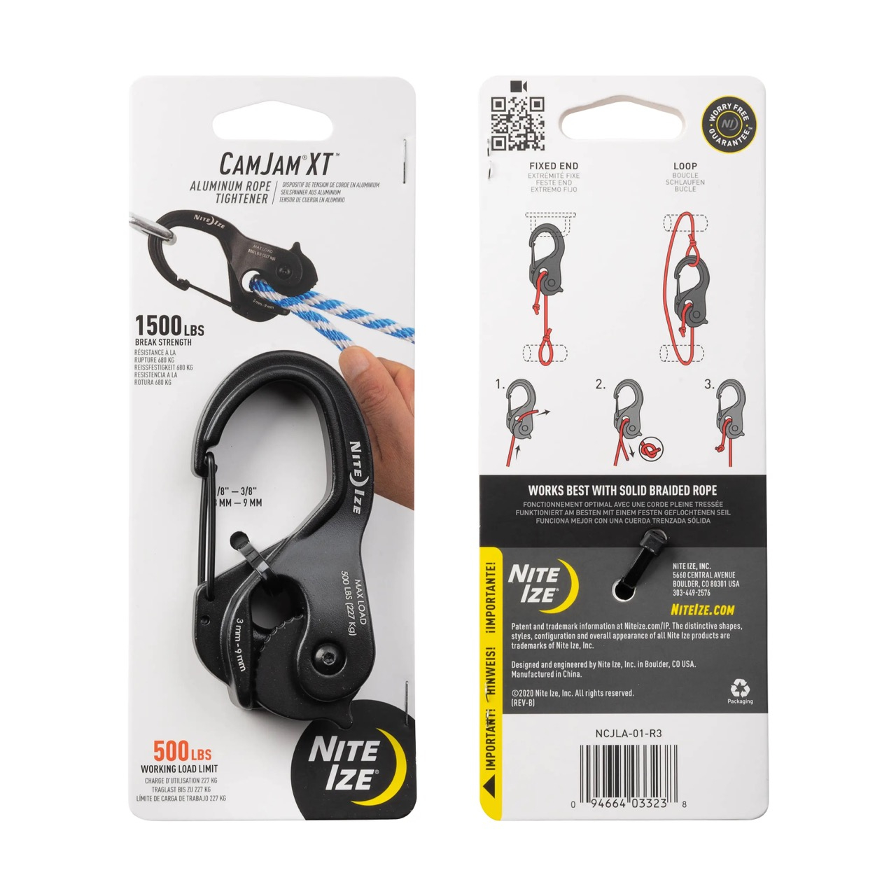 CamJam XT Aluminium Cord Tightener Upínací hliníková karabina, černá - velká