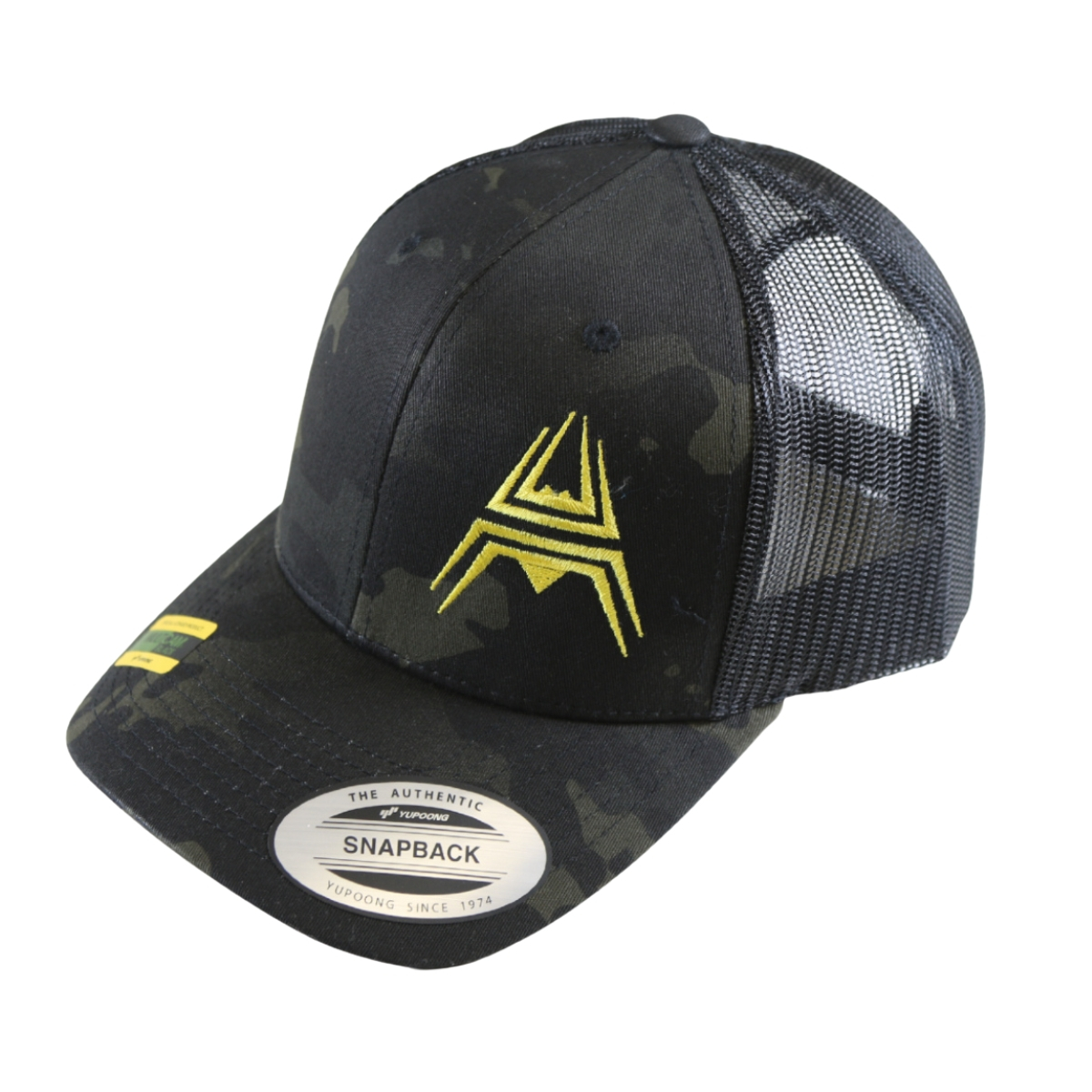 Retro Trucker Kšiltovka ANAREUS Spider logo žluté - Multicam BLACK(R)