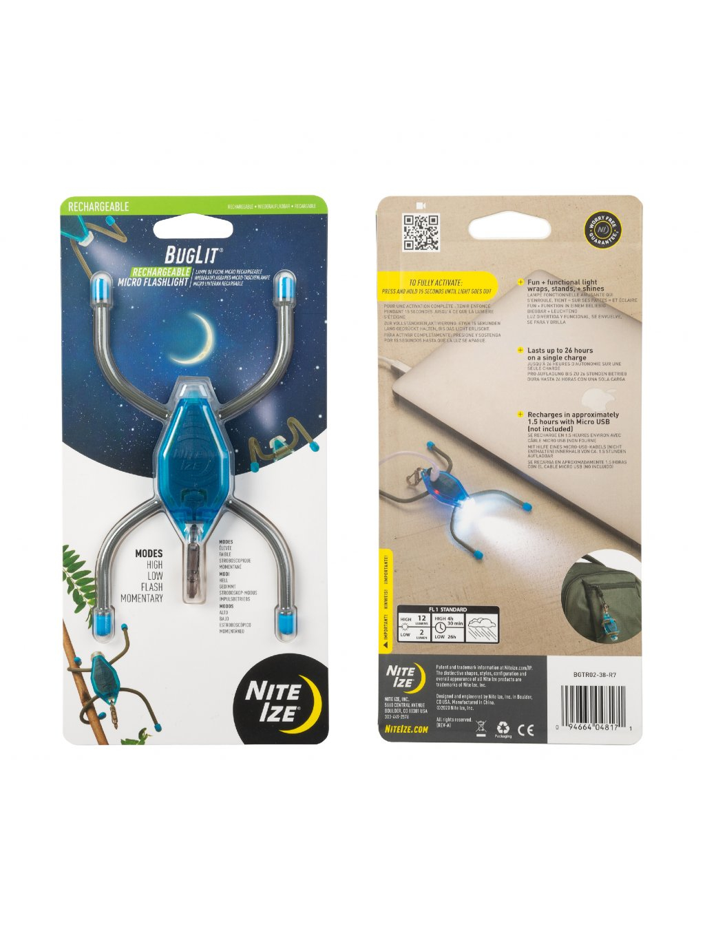Nabíjecí Mikro svítilna Nite Ize BugLit(R) - Blue Charcoal
