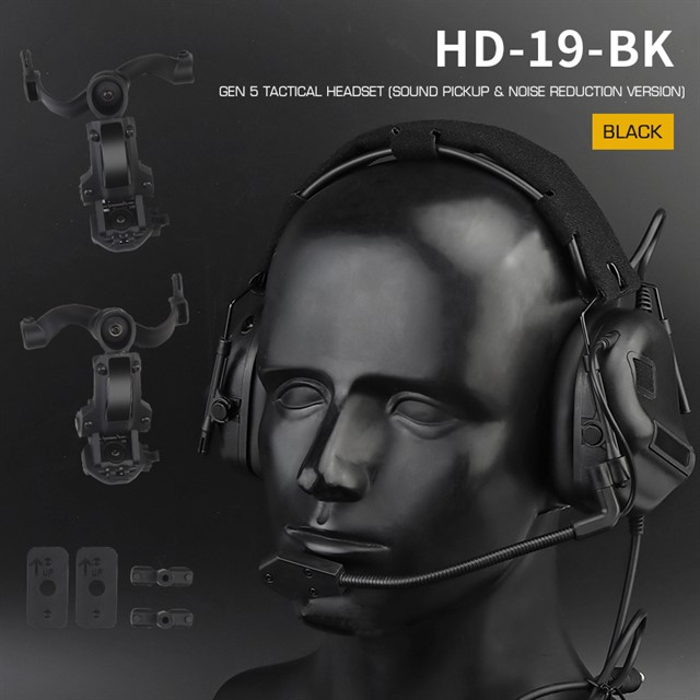 Wosport WoSport aktivní headset Gen5 + montáž na helmu FAST - Černá