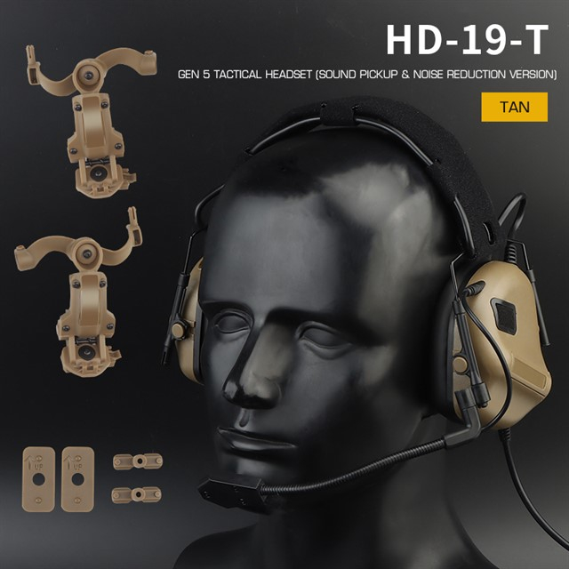 Wosport WoSport aktivní headset Gen5 + montáž na helmu FAST - Písková