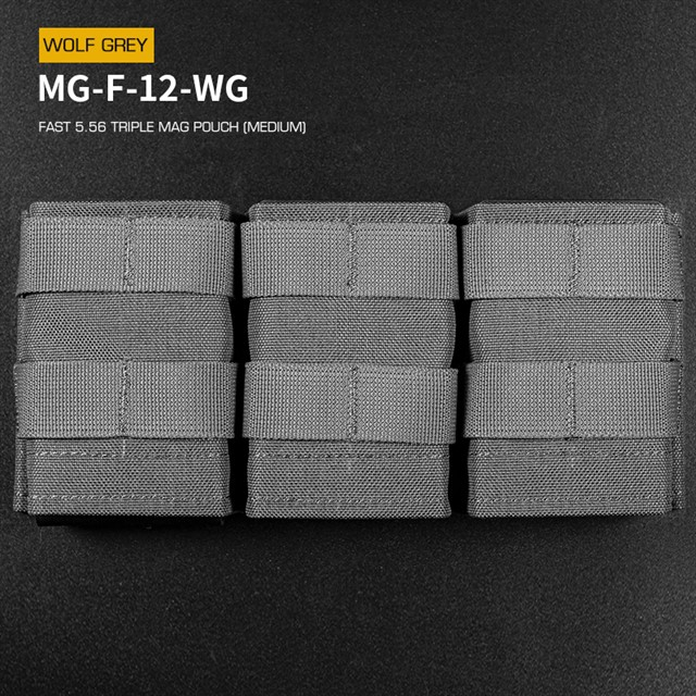 Wosport FAST type Triple MOLLE sumka na 5.56 zásobníky M4/M16, střední - šedá