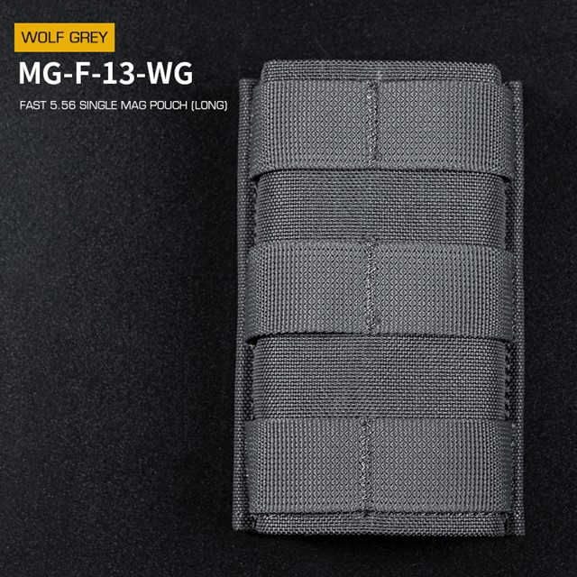 Wosport FAST type Single MOLLE sumka na 5.56 zásobníky M4/M16, dlouhá - šedá