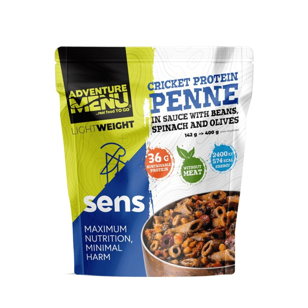 Levně Adventure Menu Lightweight SENS Cvrččí proteinové penne v omáčce s fazolemi, špenátem a olivami 400g