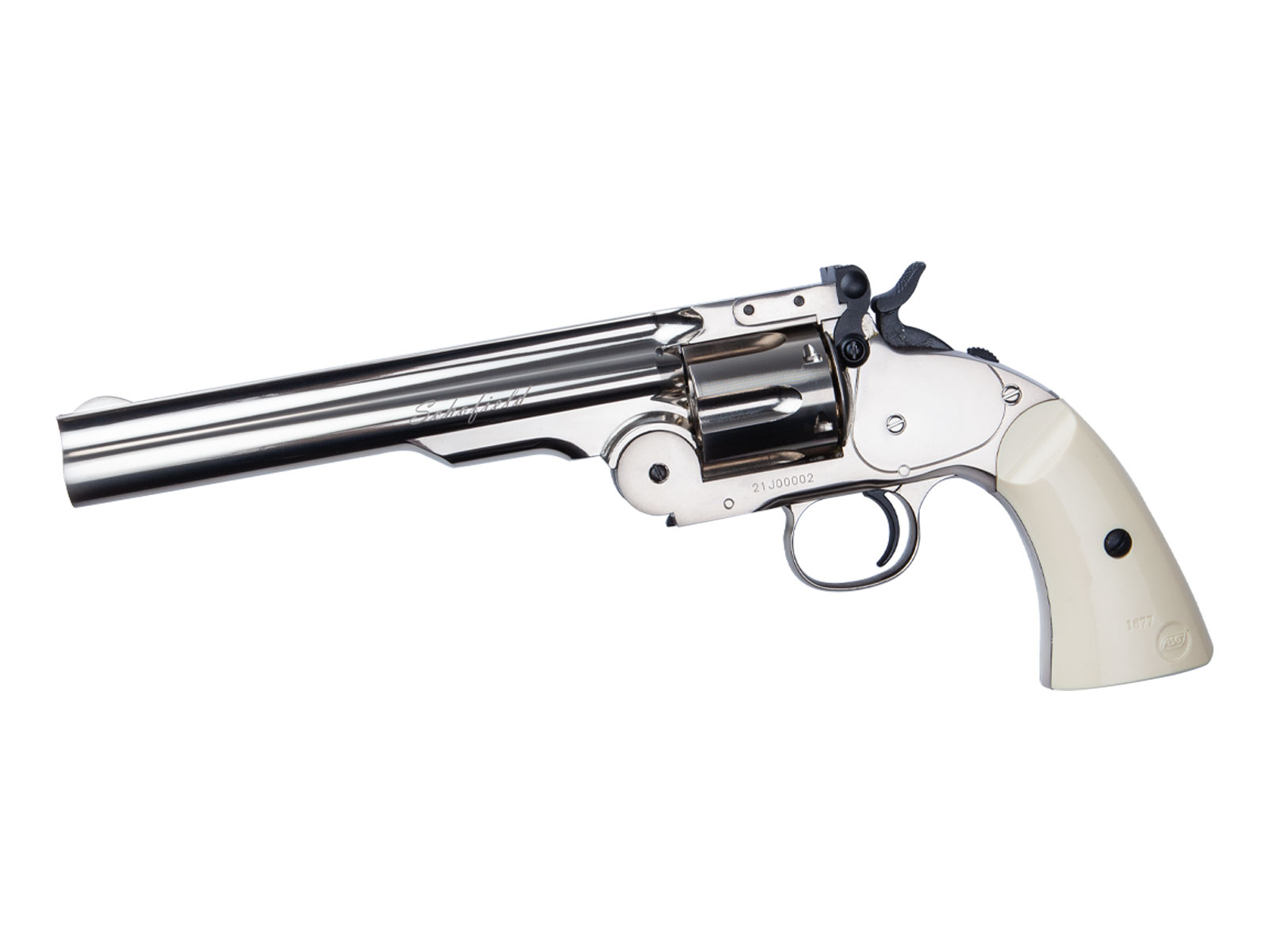 ASG plynový revolver Schofield 6" - Stříbrná / Ivory
