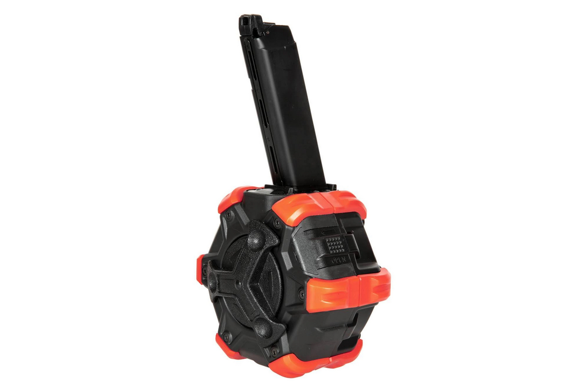 Plynový bubnový zásobník na 350 ran pro pistole G série - Černá/oranžová