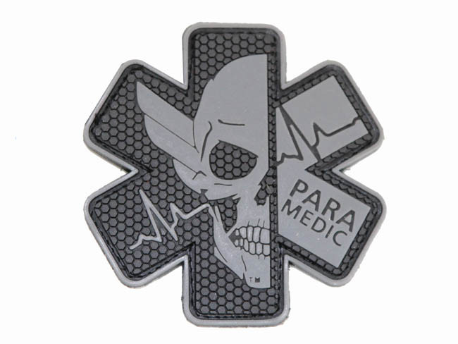 3D gumová nášivka PARAMEDIC Patch - Šedá