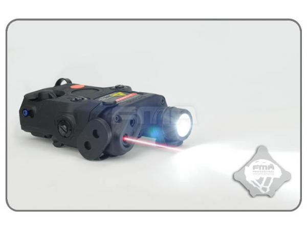 Levně FMA AN/PEQ15 + LED svítilna s IR krytkou + červený laser + IR přísvit - černý