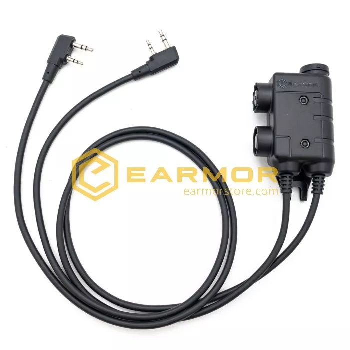 EARMOR EARMOR M56 DUALCOMM PTT spínač, konektor Kenwood / Baofeng 2-pin