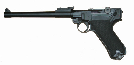 WE GBB plynová pistole Luger P08, 8 Inch - Černá