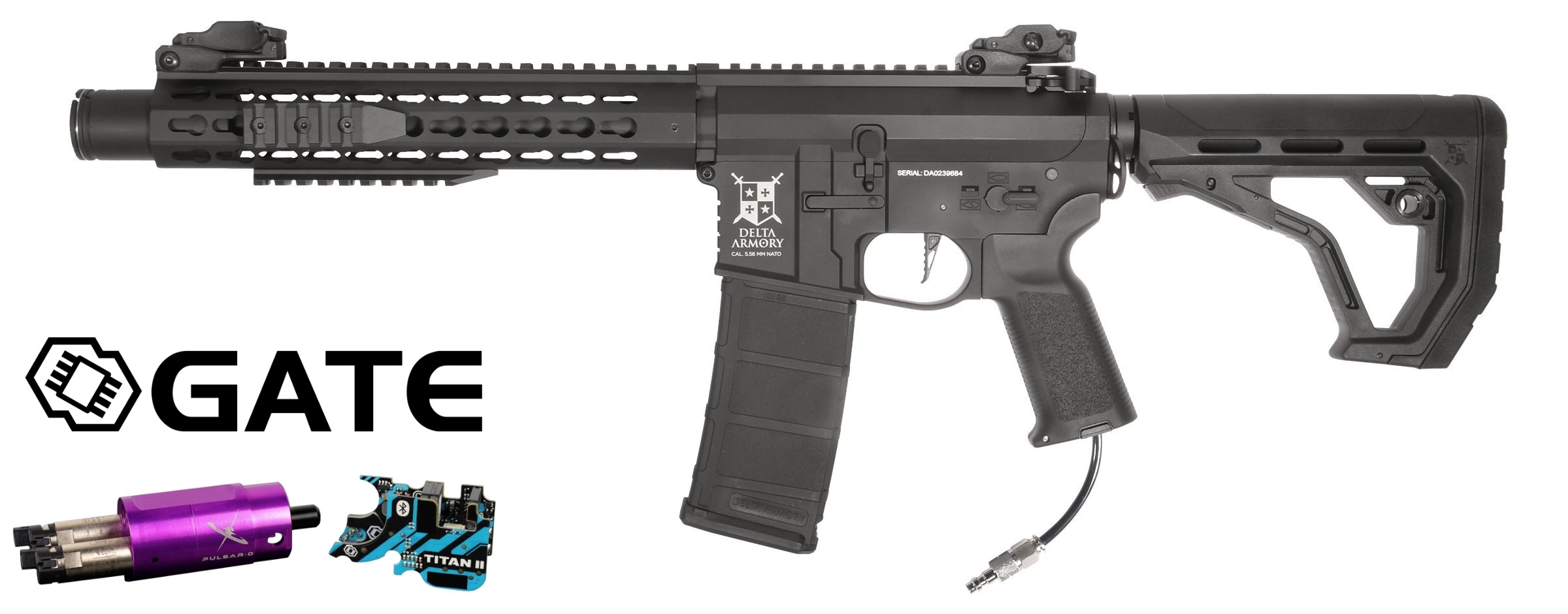 Delta Armory AR15 KeyMod 10" EAGLE HPA Pulsar D, TITAN II - Černá