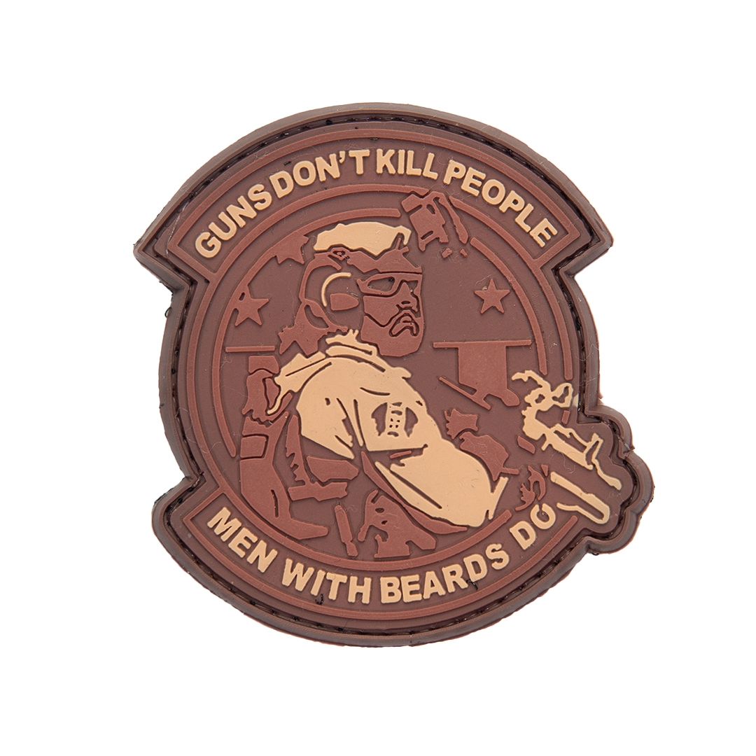 3D gumová nášivka GUNS DON'T KILL PEOPLE Patch - Hnědá
