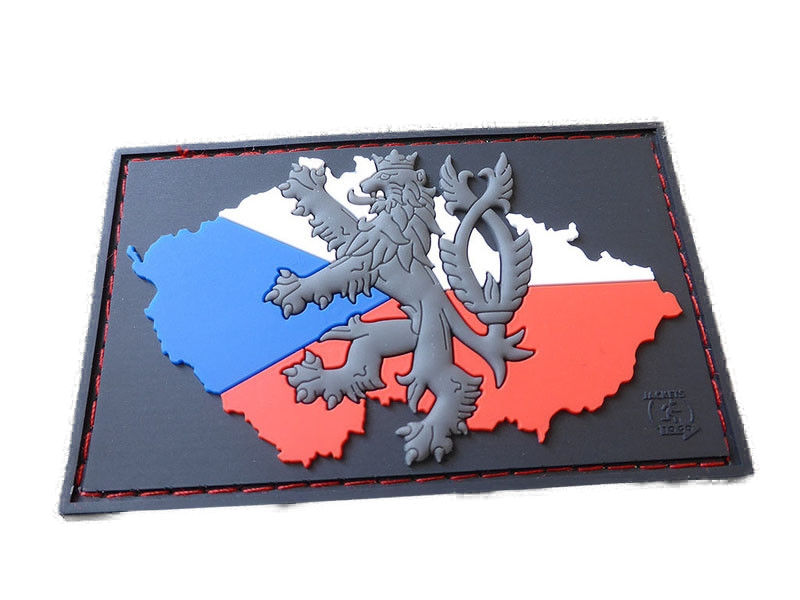 3D gumová nášivka ČESKÝ LEV A VLAJKA - Barevná