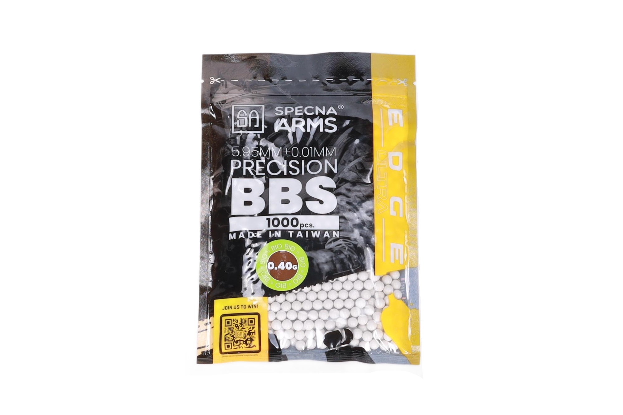 SA BIO kuličky EDGE ULTRA(TM) 0,40g, 1000 BBs (sáček) – Bílá