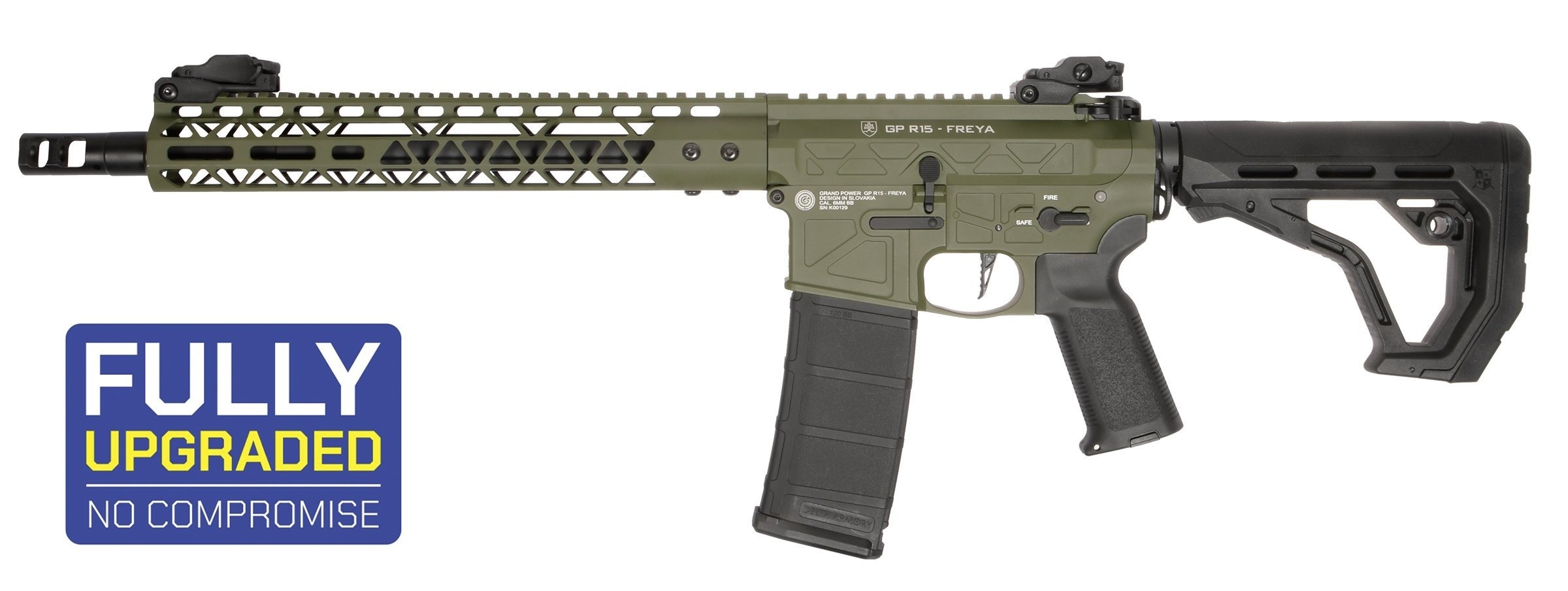 Delta Armory GP FREYA R15 Skeleton M-LOK 13" Gen2 – Zelená