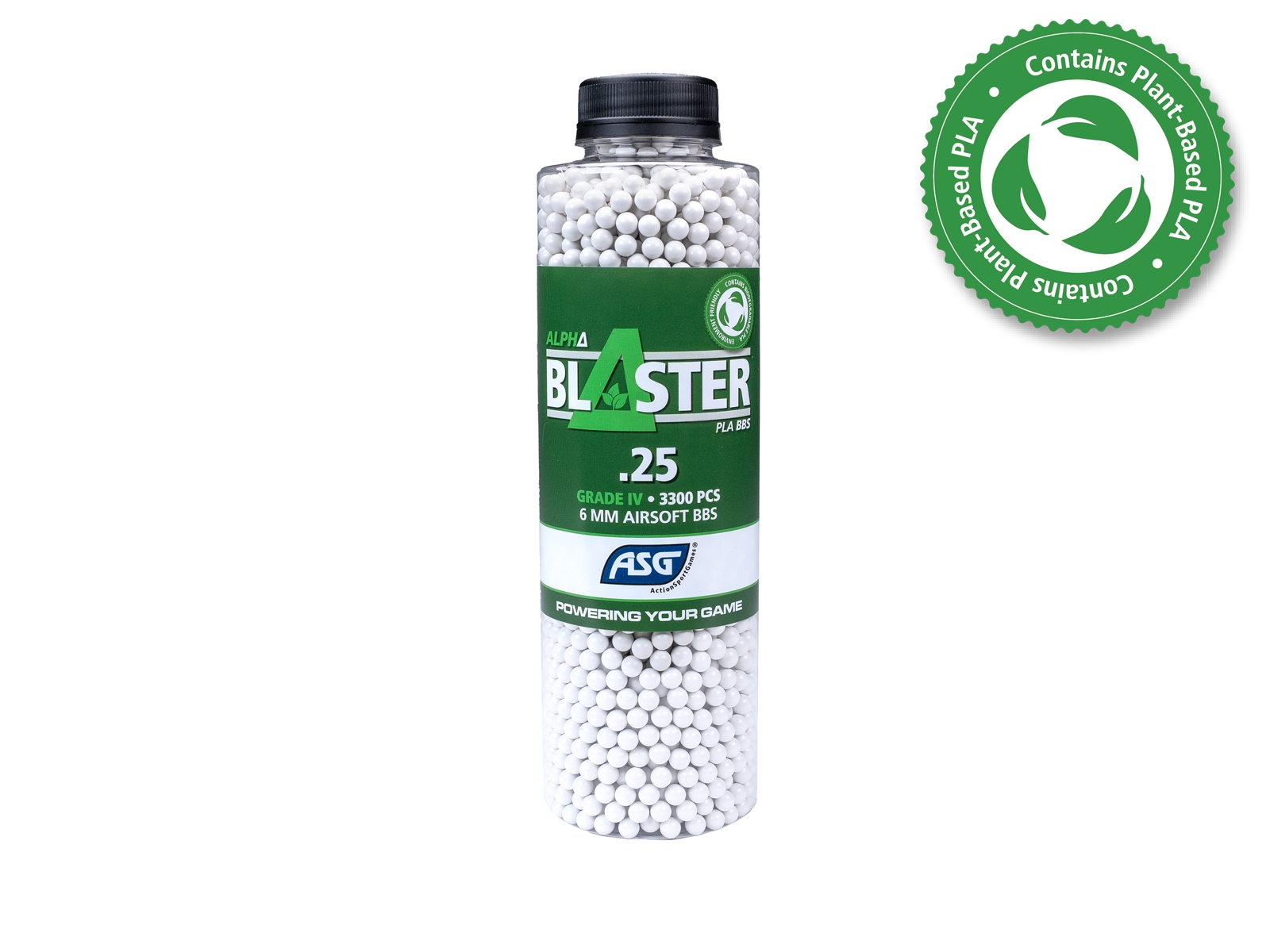 ASG BIO kuličky ALPHA Blaster PLA 0,25g, 3300 BBs – Bílá