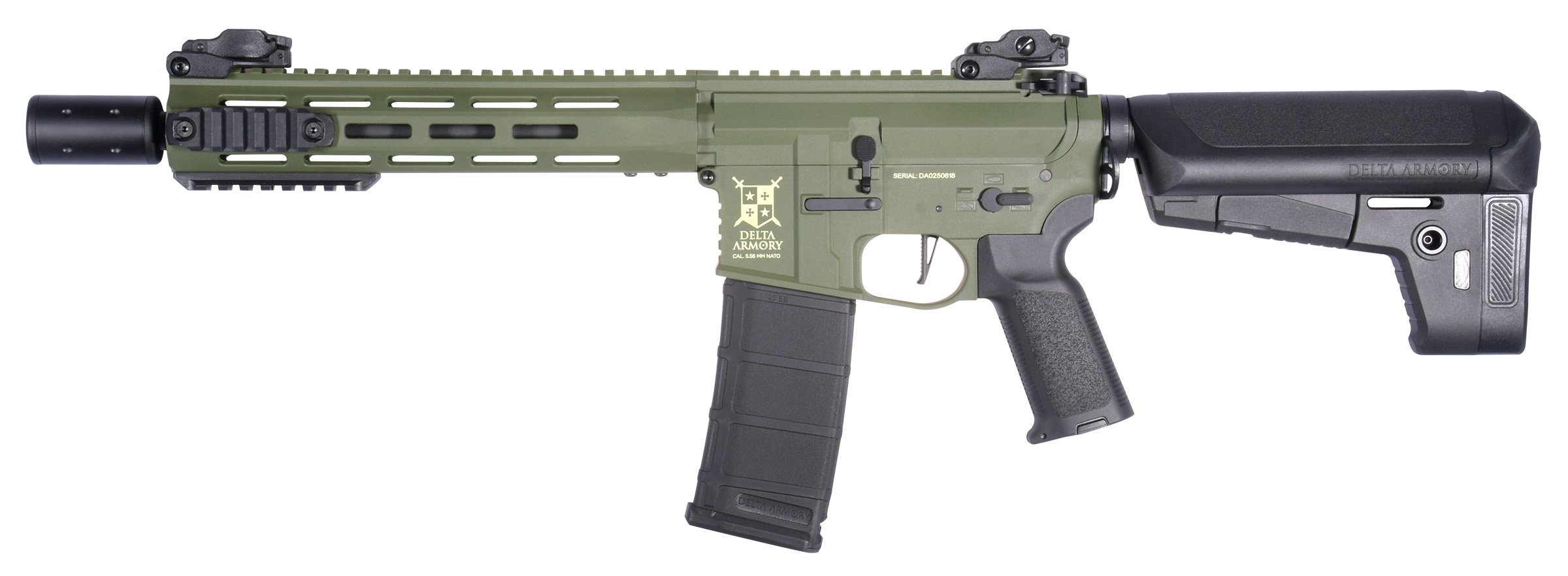 Delta Armory M4 / AR15 M-LOK SilentOps 10" CHARLIE – Zelená