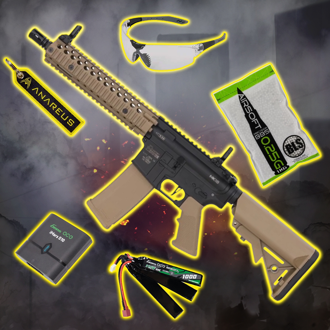 STARTER PACK set SA Daniel Defense(R) MK18 10.5" Gen2 (SA-F19 FLEX(TM) HAL ETU(TM)) – Černá / písková